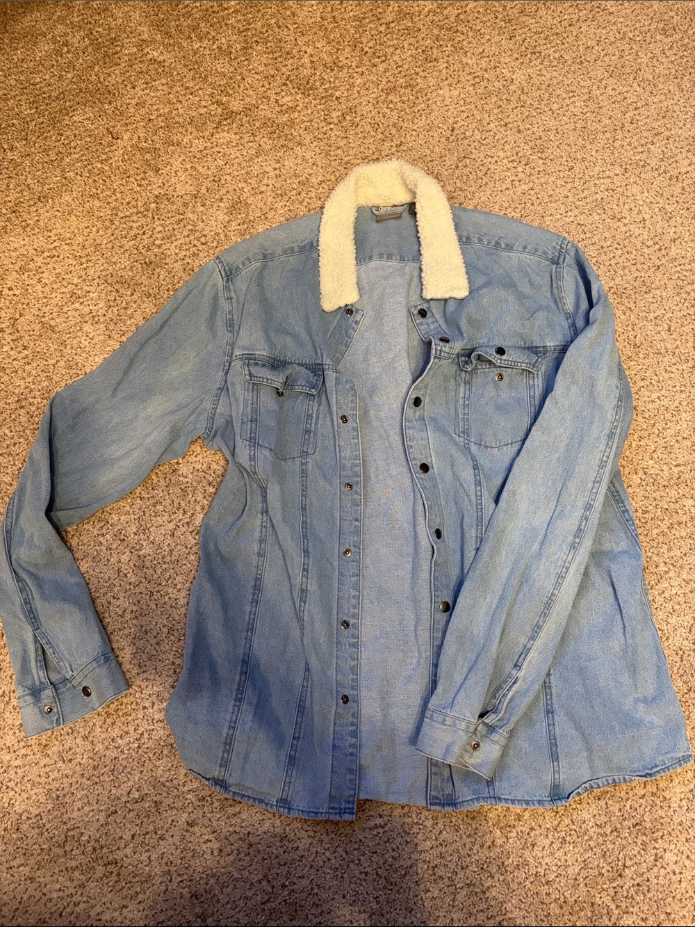 ASOS Light Blue Denim Jacket with White Sherpa Collar
